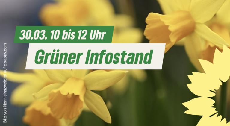 Infostand mit Frühjahrsgrüßen