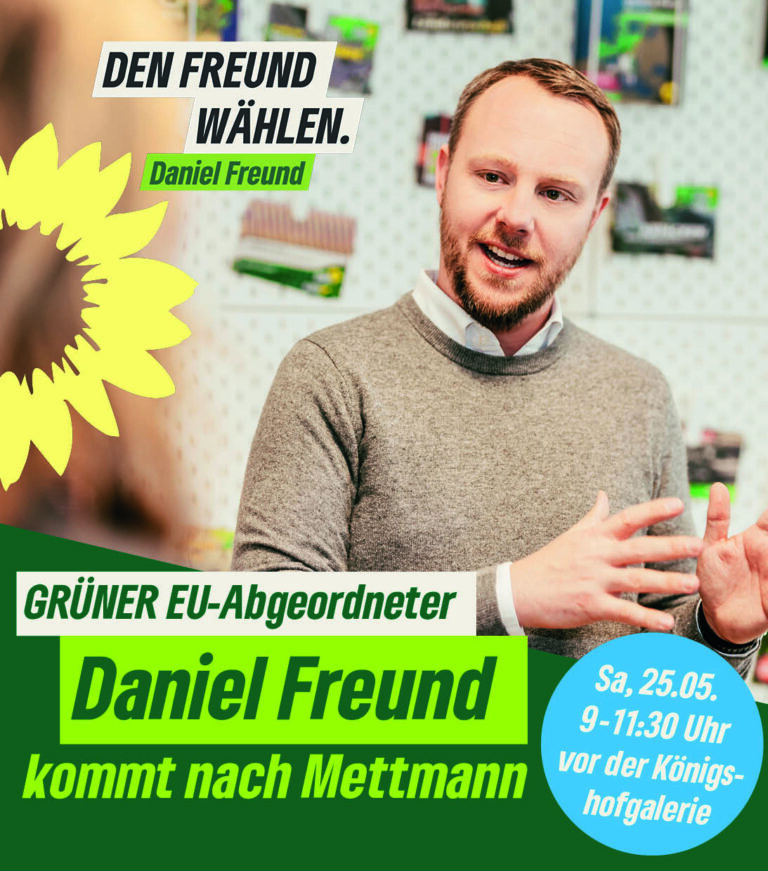 Grüner EU-Abgeordneter Daniel Freund kommt nach Mettmann 